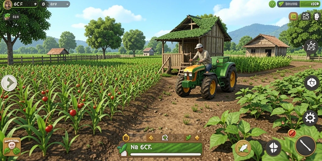 Tampilan gameplay 6CF yang mendebarkan dan penuh warna dalam dunia pertanian.