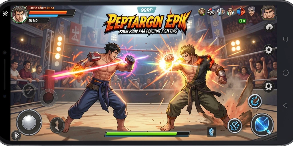 Screenshot aksi pertarungan intens di 99RP