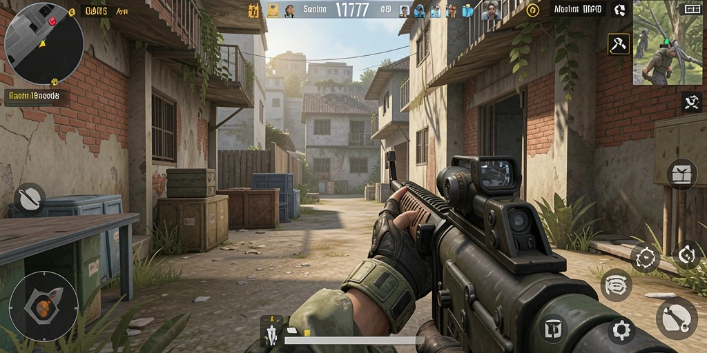 Screenshot gameplay ADAM77 menampilkan aksi tembak-menembak yang seru dan grafis memukau.