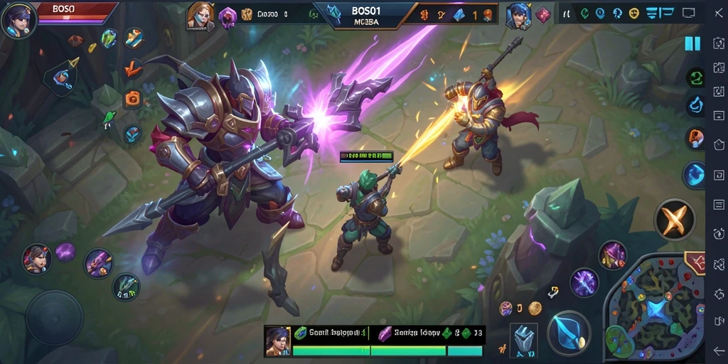 Tampilan gameplay seru dari BOS01 di arena pertempuran.