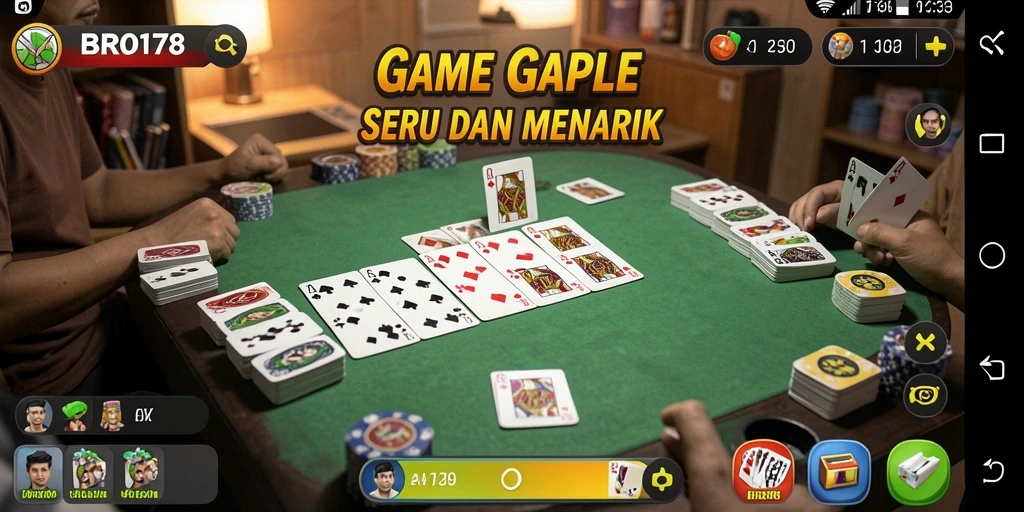 Screenshot utama BRO178 menampilkan serunya bermain Gaple.