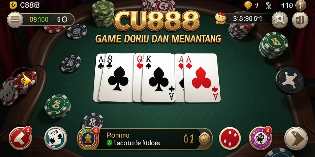Screenshot CU888 menampilkan gameplay Domino yang mendebarkan dan interaktif.