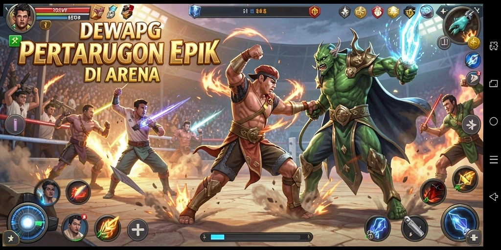 Tampilan seru gameplay DEWAPG dengan aksi pertarungan yang mendebarkan.