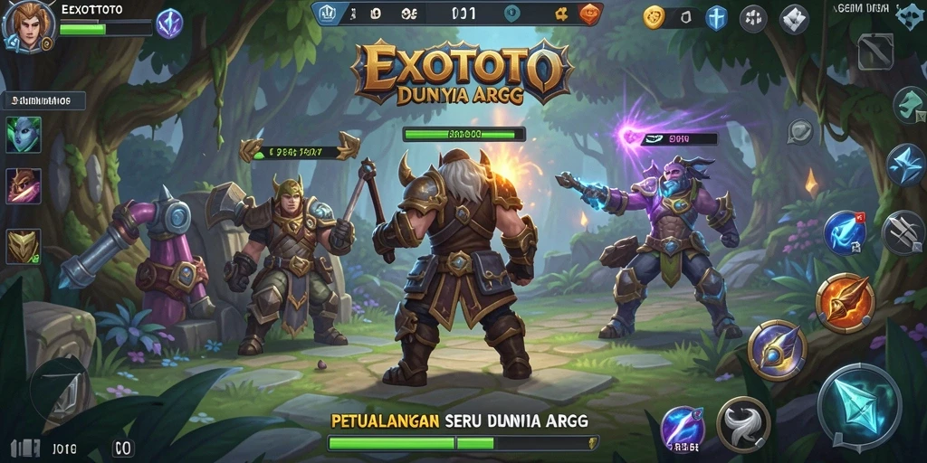 Screenshot gameplay EXOTOTO menampilkan pertarungan seru di dalam dungeon.