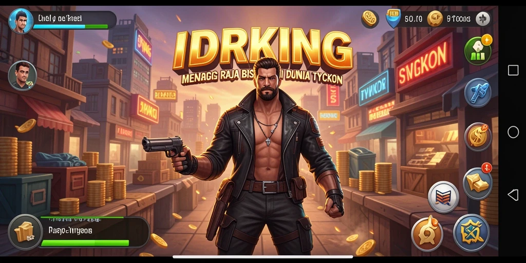 Tampilan gameplay menarik dari IDRKING yang memperlihatkan manajemen bisnis.