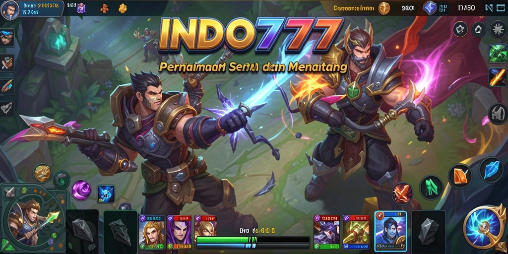 Tampilan gameplay seru di INDO777 dengan aksi MOBA mendebarkan.
