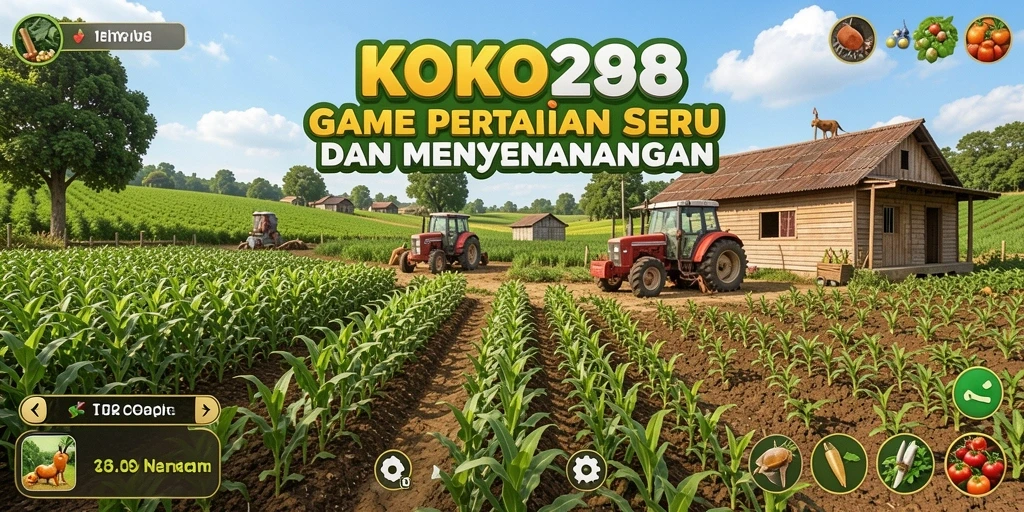Gameplay seru pertanian di KOKO288 dengan ladang yang hijau.
