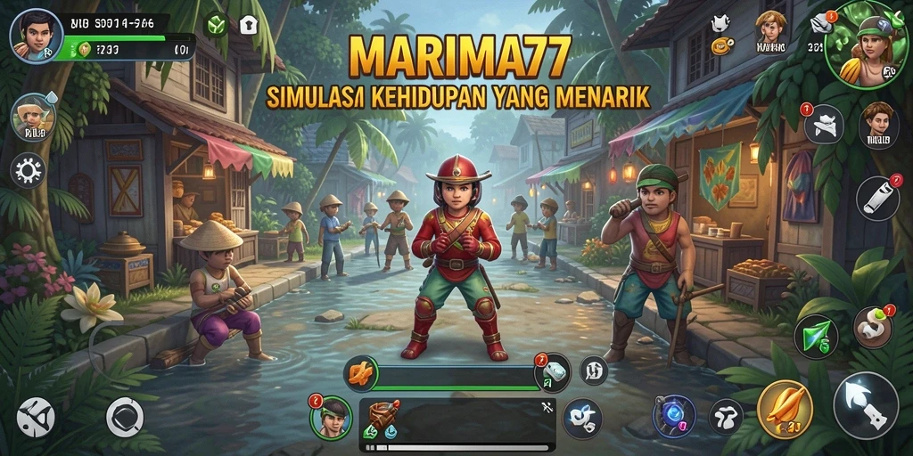 Screenshot utama MARIMA77 menampilkan gameplay simulasi yang imersif dan mendalam.