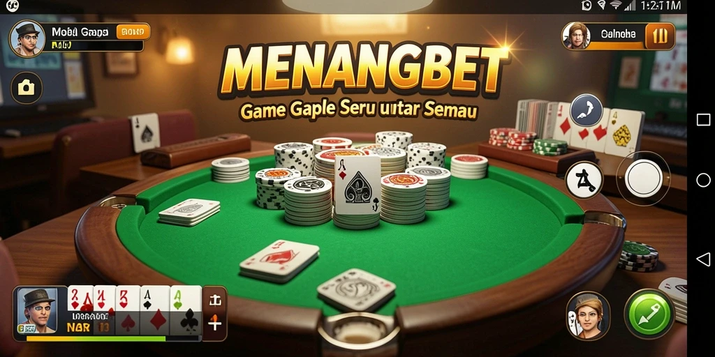 Screenshot menampilkan gameplay MENANGBET dengan suasana seru saat bermain Gaple.