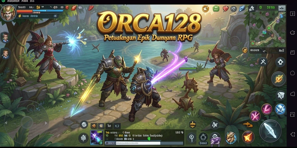 Screenshot ORCA128 menampilkan aksi pertarungan yang mendebarkan dan indahnya dunia RPG.