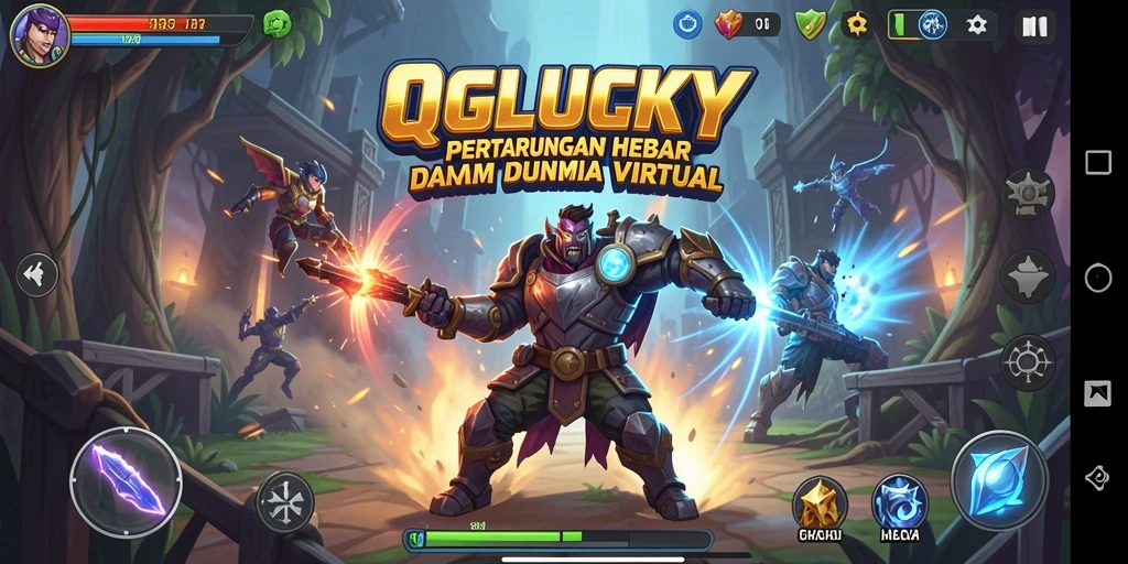 Screenshot QGLUCKY menampilkan pertarungan yang dinamis dan penuh aksi.