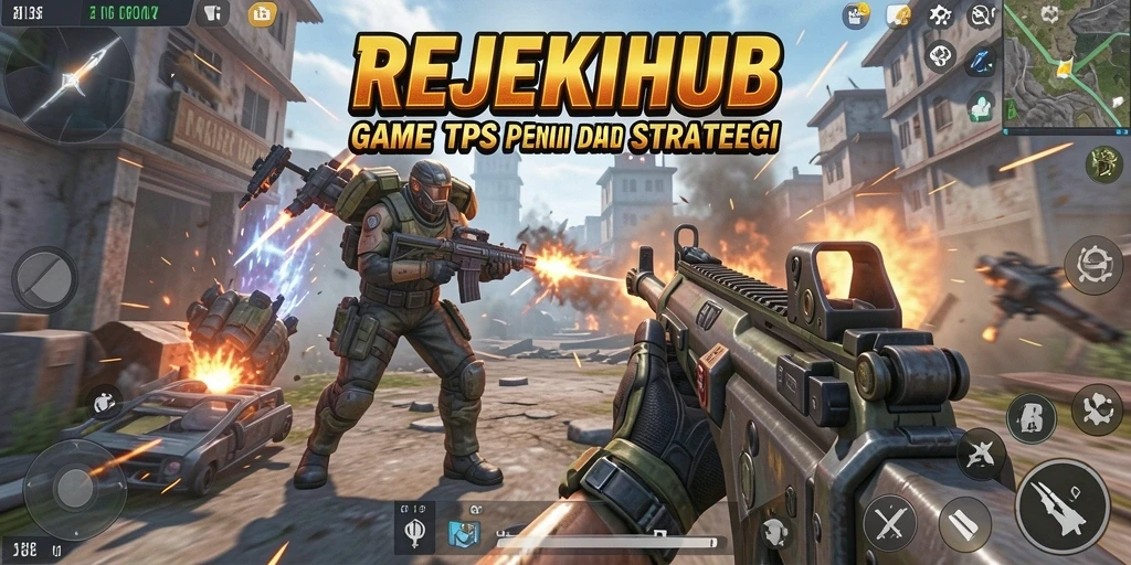 Screenshot gameplay REJEKIHUB yang menunjukkan aksi seru dalam pertempuran TPS.