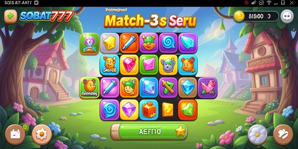 Tampilan gameplay SERU di SOBAT777 dengan elemen Match-3 yang menantang.